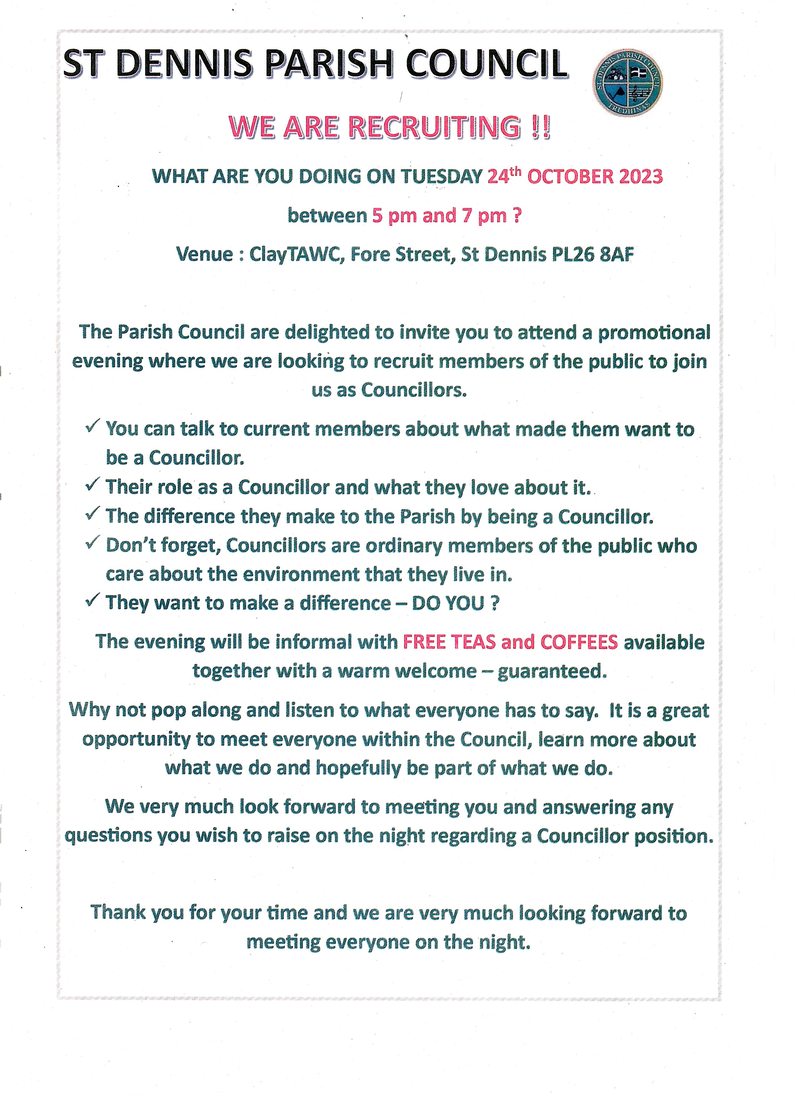 COUNCILLOR RECRUITMENT EVENING 
